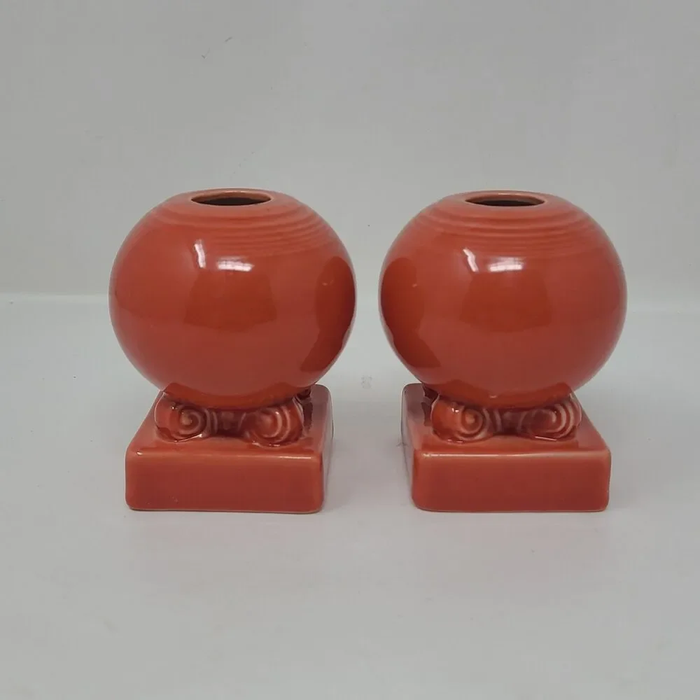 Pair Of Fiesta Halloween Pumpkin Jack-O-Lantern Candle Holders
